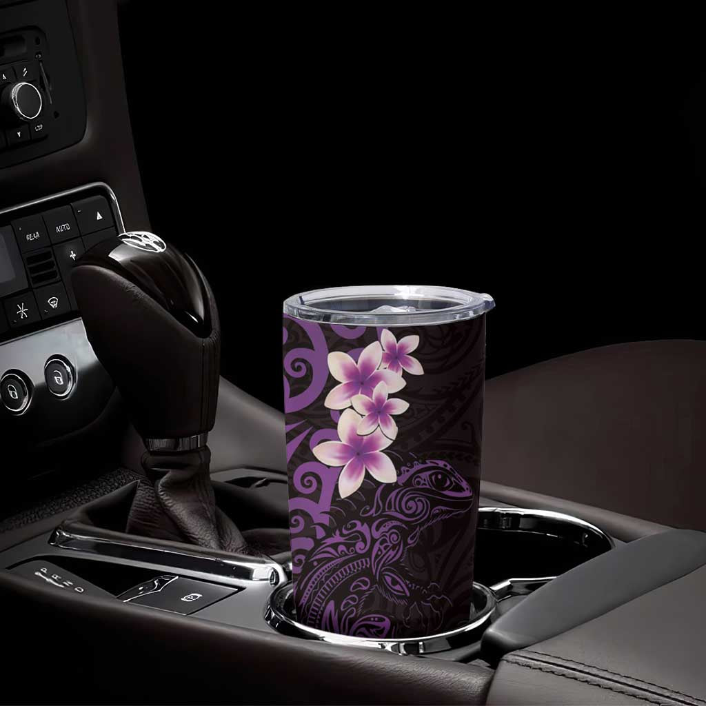 New Zealand Tuatara Plumeria Tumbler Cup Maori Purple Koru Tribal Tattoo LT01 - Polynesian Pride