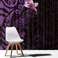 New Zealand Tuatara Plumeria Window Curtain Maori Purple Koru Tribal Tattoo LT01 - Polynesian Pride