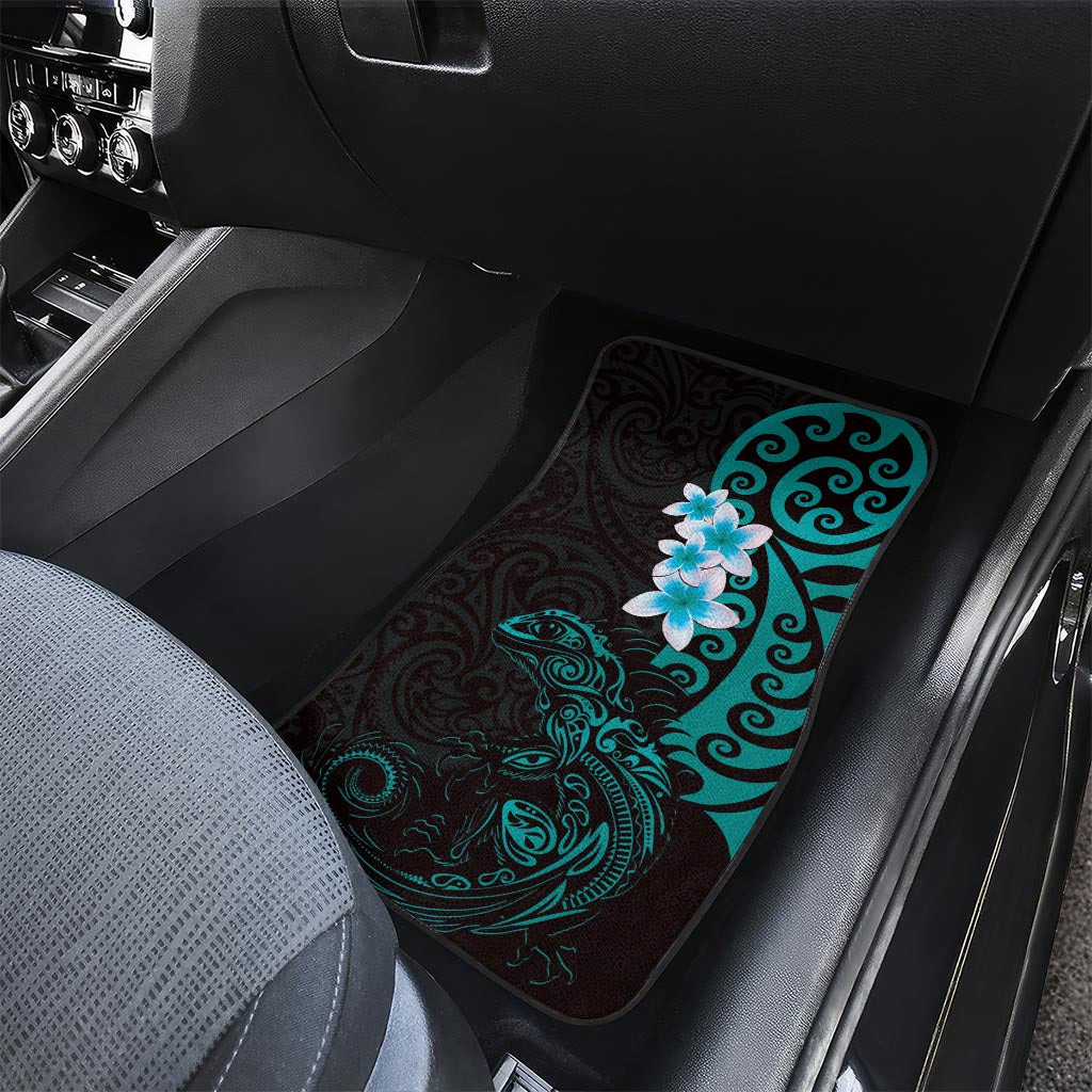 New Zealand Tuatara Plumeria Car Mats Maori Teal Koru Tribal Tattoo LT01 - Polynesian Pride