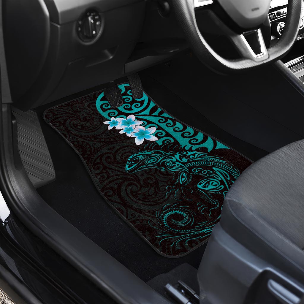 New Zealand Tuatara Plumeria Car Mats Maori Teal Koru Tribal Tattoo LT01 - Polynesian Pride