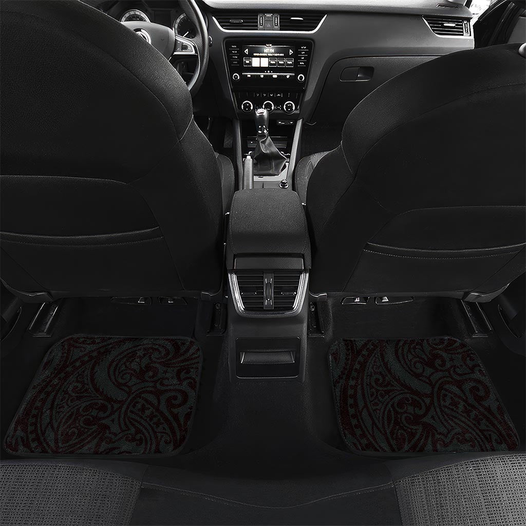 New Zealand Tuatara Plumeria Car Mats Maori Teal Koru Tribal Tattoo LT01 Set 2pcs - Back Teal - Polynesian Pride