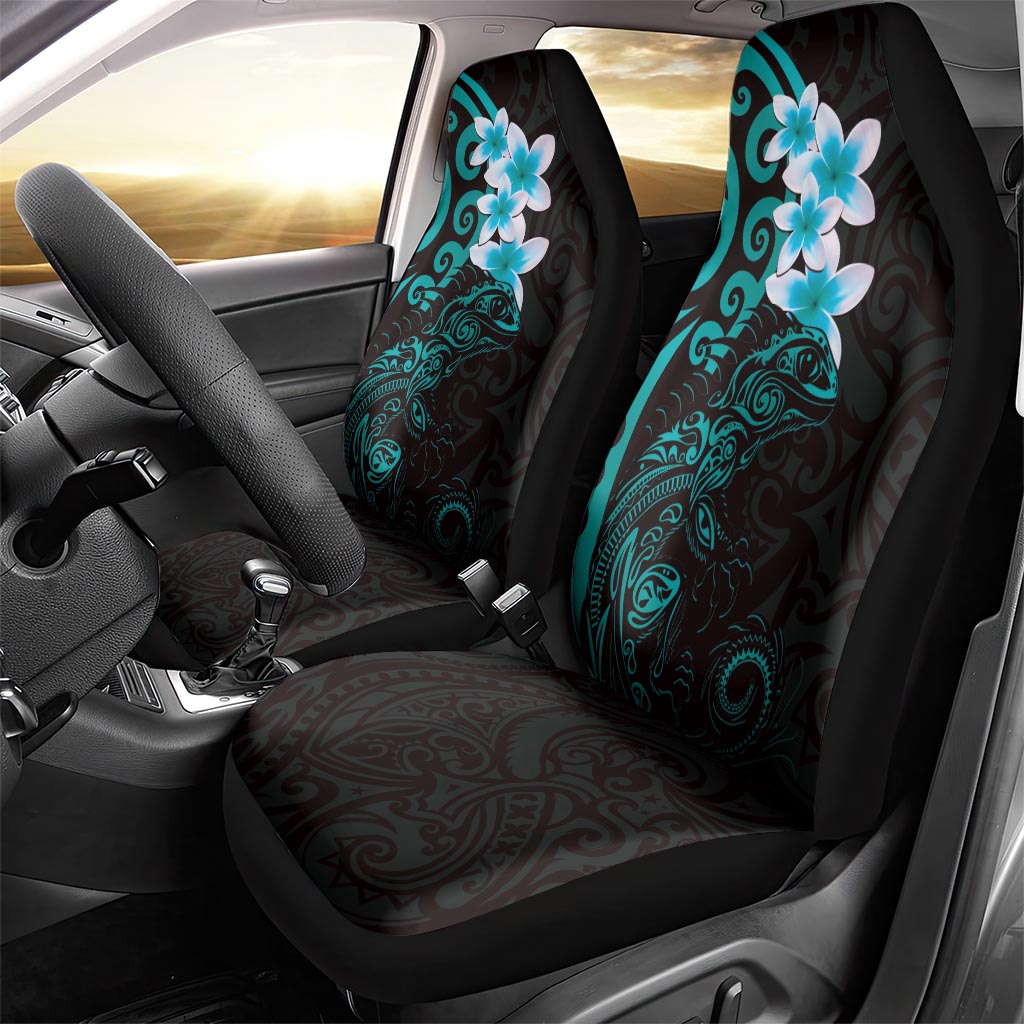 New Zealand Tuatara Plumeria Car Seat Cover Maori Teal Koru Tribal Tattoo LT01 - Polynesian Pride