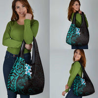 New Zealand Tuatara Plumeria Grocery Bag Maori Teal Koru Tribal Tattoo LT01 - Polynesian Pride