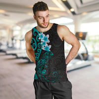 New Zealand Tuatara Plumeria Men Tank Top Maori Teal Koru Tribal Tattoo LT01 Teal - Polynesian Pride