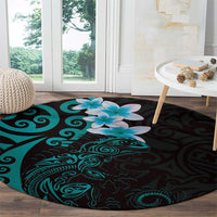 New Zealand Tuatara Plumeria Round Carpet Maori Teal Koru Tribal Tattoo LT01 - Polynesian Pride