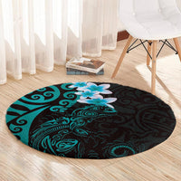 New Zealand Tuatara Plumeria Round Carpet Maori Teal Koru Tribal Tattoo LT01 - Polynesian Pride