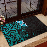 New Zealand Tuatara Plumeria Rubber Doormat Maori Teal Koru Tribal Tattoo LT01 - Polynesian Pride