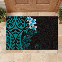 New Zealand Tuatara Plumeria Rubber Doormat Maori Teal Koru Tribal Tattoo LT01 - Polynesian Pride