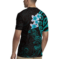 New Zealand Tuatara Plumeria Rugby Jersey Maori Teal Koru Tribal Tattoo LT01 - Polynesian Pride