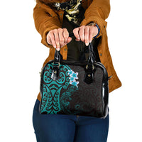 New Zealand Tuatara Plumeria Shoulder Handbag Maori Teal Koru Tribal Tattoo LT01 One Size Teal - Polynesian Pride