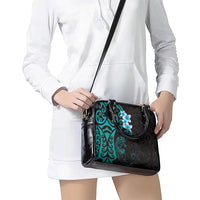 New Zealand Tuatara Plumeria Shoulder Handbag Maori Teal Koru Tribal Tattoo LT01 - Polynesian Pride