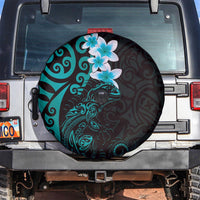 New Zealand Tuatara Plumeria Spare Tire Cover Maori Teal Koru Tribal Tattoo LT01 Teal - Polynesian Pride