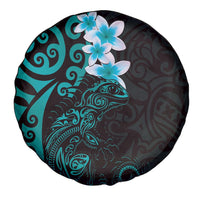 New Zealand Tuatara Plumeria Spare Tire Cover Maori Teal Koru Tribal Tattoo LT01 - Polynesian Pride