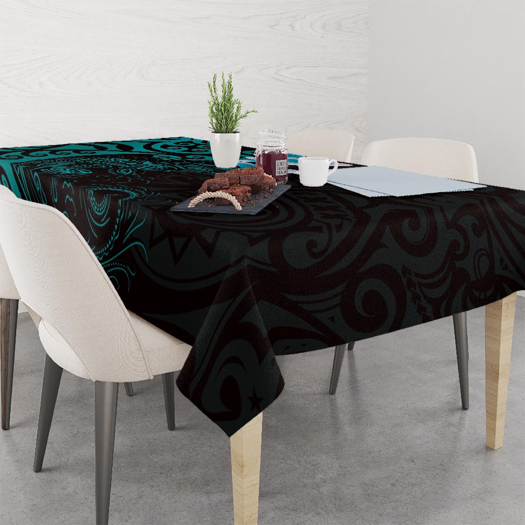 New Zealand Tuatara Plumeria Tablecloth Maori Teal Koru Tribal Tattoo LT01 - Polynesian Pride