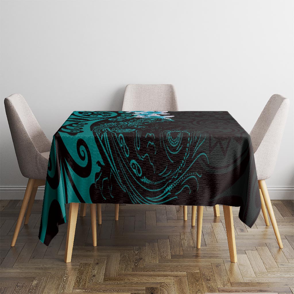 New Zealand Tuatara Plumeria Tablecloth Maori Teal Koru Tribal Tattoo LT01 - Polynesian Pride