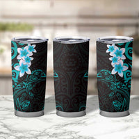New Zealand Tuatara Plumeria Tumbler Cup Maori Teal Koru Tribal Tattoo LT01 - Polynesian Pride