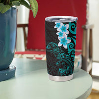 New Zealand Tuatara Plumeria Tumbler Cup Maori Teal Koru Tribal Tattoo LT01 - Polynesian Pride