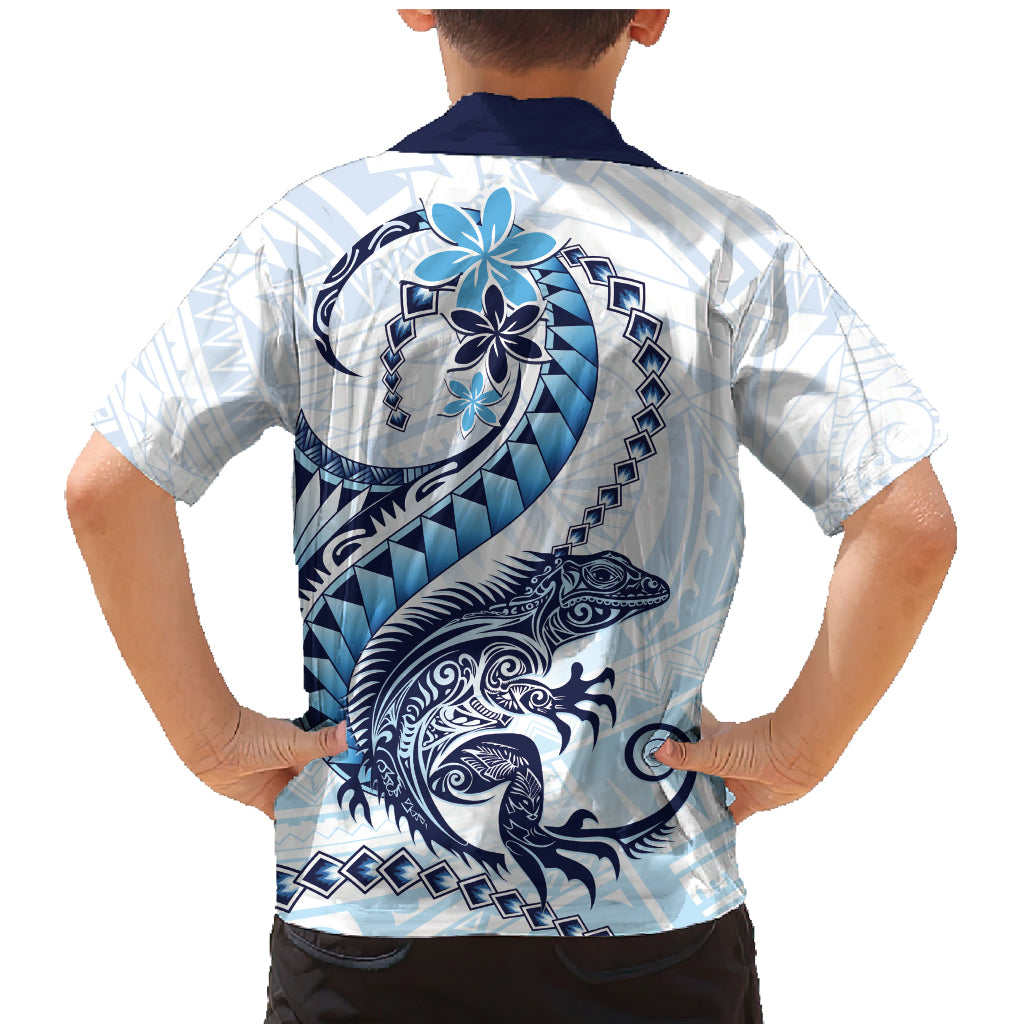 Blue Maori Tuatara Family Matching Mermaid Dress and Hawaiian Shirt Luxury Pastel Pattern LT01 - Polynesian Pride