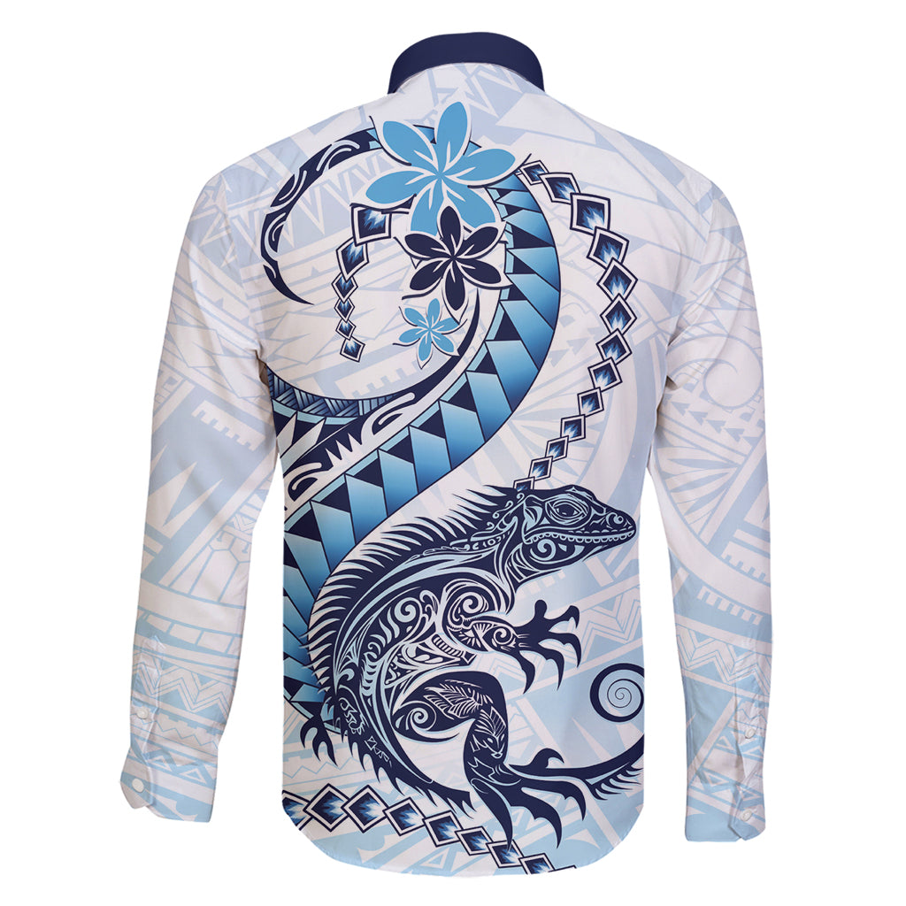 Blue Maori Tuatara Family Matching Mermaid Dress and Hawaiian Shirt Luxury Pastel Pattern LT01 - Polynesian Pride
