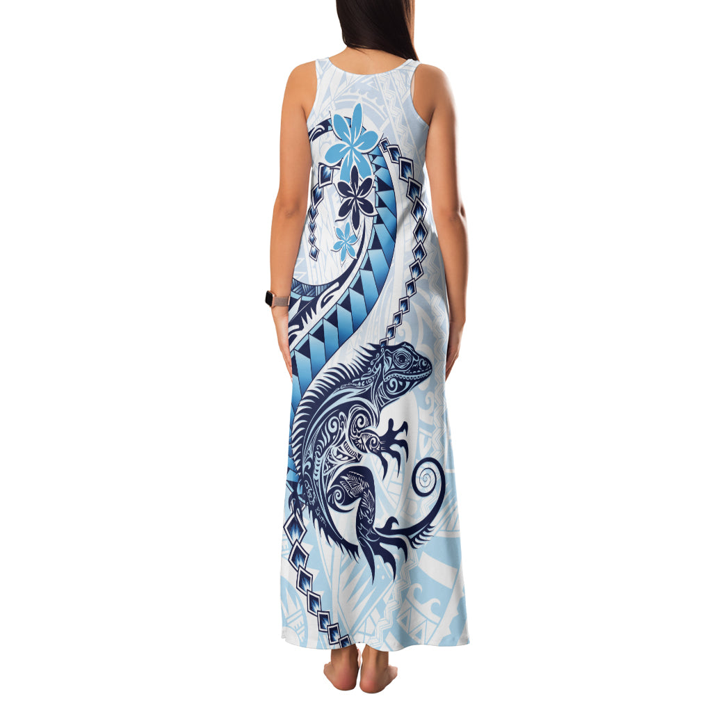 Blue Maori Tuatara Family Matching Tank Maxi Dress and Hawaiian Shirt Luxury Pastel Pattern LT01 - Polynesian Pride