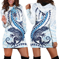 Blue Maori Tuatara Hoodie Dress Luxury Pastel Pattern LT01 - Polynesian Pride