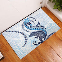 Blue Maori Tuatara Rubber Doormat Luxury Pastel Pattern