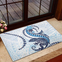 Blue Maori Tuatara Rubber Doormat Luxury Pastel Pattern