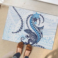 Blue Maori Tuatara Rubber Doormat Luxury Pastel Pattern