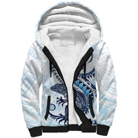 Blue Maori Tuatara Sherpa Hoodie Luxury Pastel Pattern LT01 Unisex Blue - Polynesian Pride