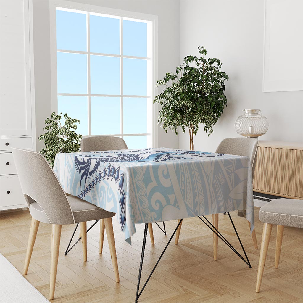 Blue Maori Tuatara Tablecloth Luxury Pastel Pattern