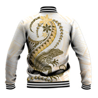 Gold Maori Tuatara Baseball Jacket Luxury Pastel Pattern