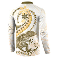 Gold Maori Tuatara Button Sweatshirt Luxury Pastel Pattern