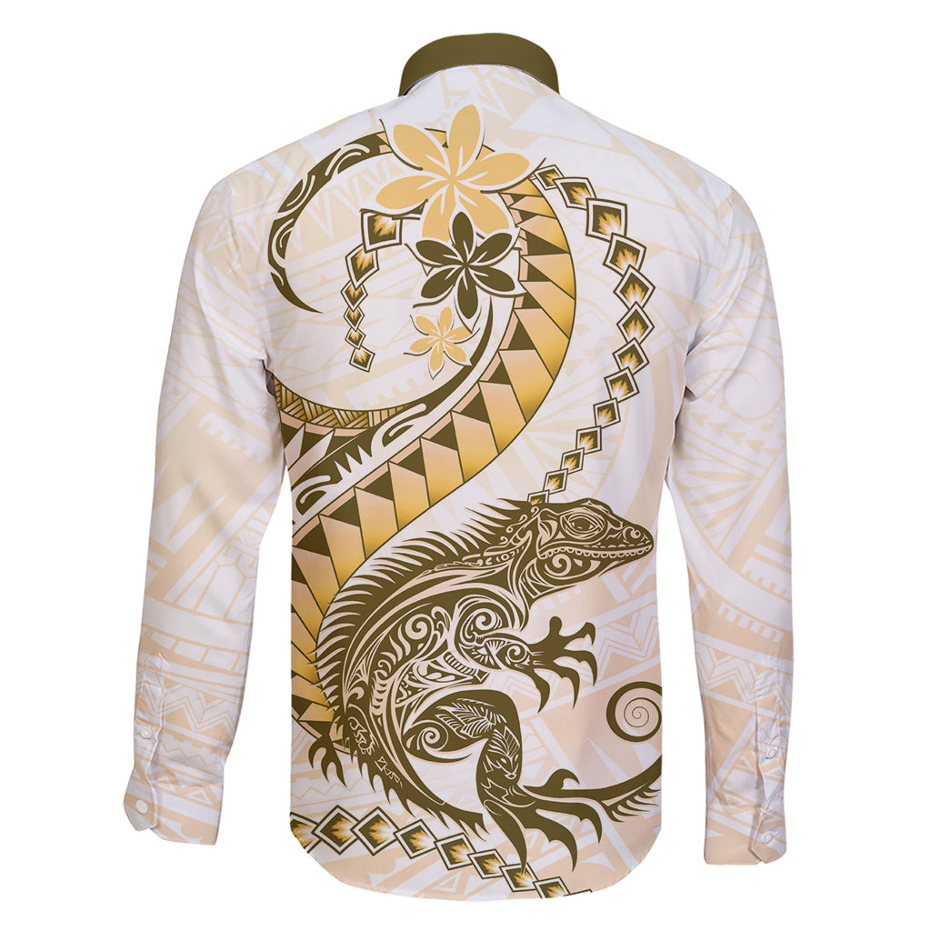 Gold Maori Tuatara Family Matching Short Sleeve Bodycon Dress and Hawaiian Shirt Luxury Pastel Pattern LT01 - Polynesian Pride