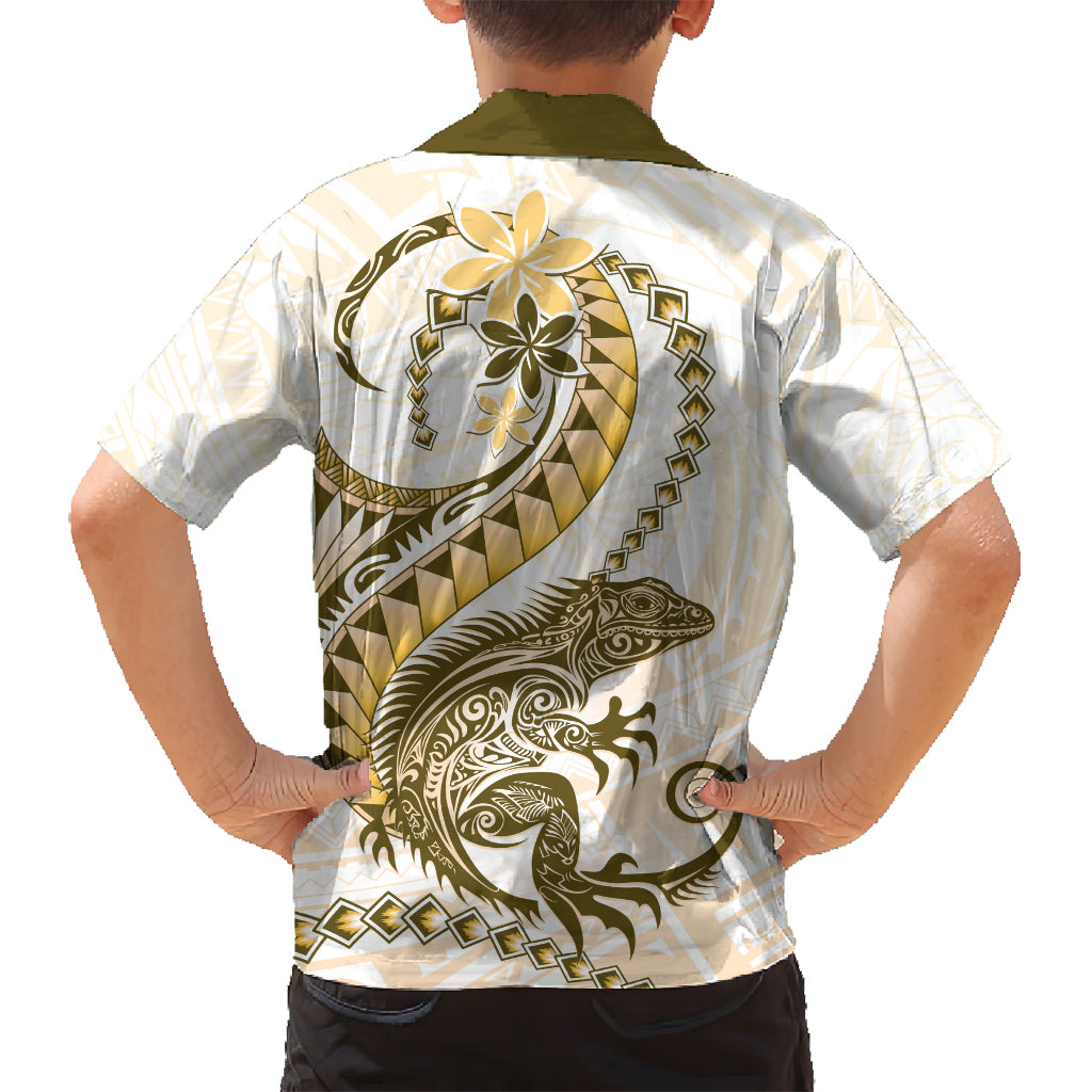 Gold Maori Tuatara Family Matching Summer Maxi Dress and Hawaiian Shirt Luxury Pastel Pattern LT01 - Polynesian Pride