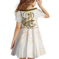 Gold Maori Tuatara Family Matching Tank Maxi Dress and Hawaiian Shirt Luxury Pastel Pattern LT01 - Polynesian Pride