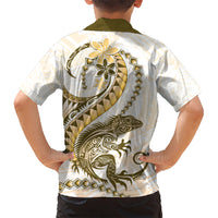 Gold Maori Tuatara Kid Hawaiian Shirt Luxury Pastel Pattern