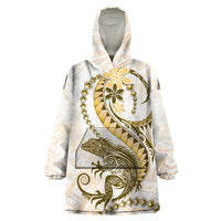 Gold Maori Tuatara Wearable Blanket Hoodie Luxury Pastel Pattern LT01 One Size Gold - Polynesian Pride