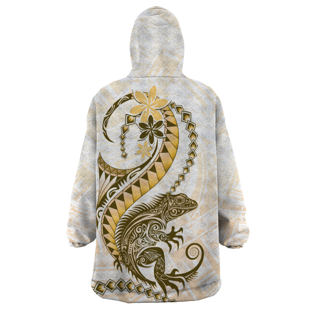 Gold Maori Tuatara Wearable Blanket Hoodie Luxury Pastel Pattern LT01 - Polynesian Pride