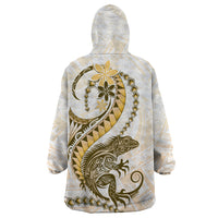 Gold Maori Tuatara Wearable Blanket Hoodie Luxury Pastel Pattern LT01 - Polynesian Pride