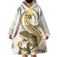 Gold Maori Tuatara Wearable Blanket Hoodie Luxury Pastel Pattern LT01 - Polynesian Pride