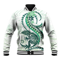 Green Maori Tuatara Baseball Jacket Luxury Pastel Pattern