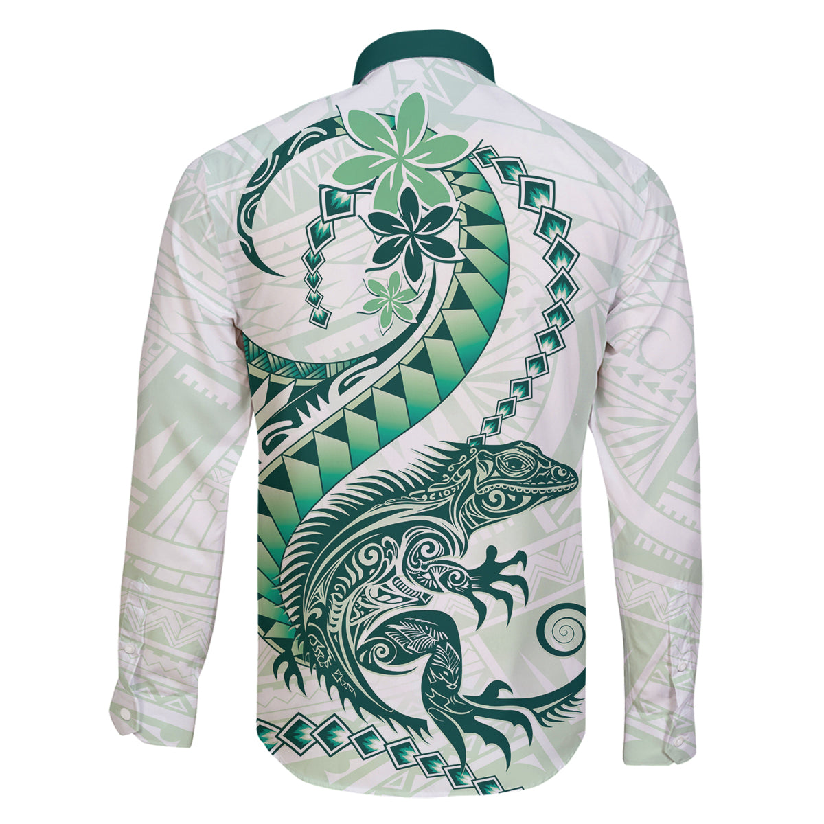 Green Maori Tuatara Family Matching Off The Shoulder Long Sleeve Dress and Hawaiian Shirt Luxury Pastel Pattern LT01 - Polynesian Pride