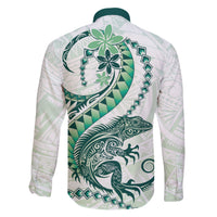 Green Maori Tuatara Family Matching Off The Shoulder Long Sleeve Dress and Hawaiian Shirt Luxury Pastel Pattern LT01 - Polynesian Pride