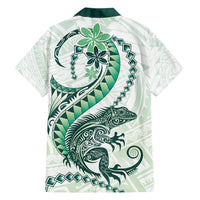 Green Maori Tuatara Family Matching Off Shoulder Maxi Dress and Hawaiian Shirt Luxury Pastel Pattern LT01 - Polynesian Pride