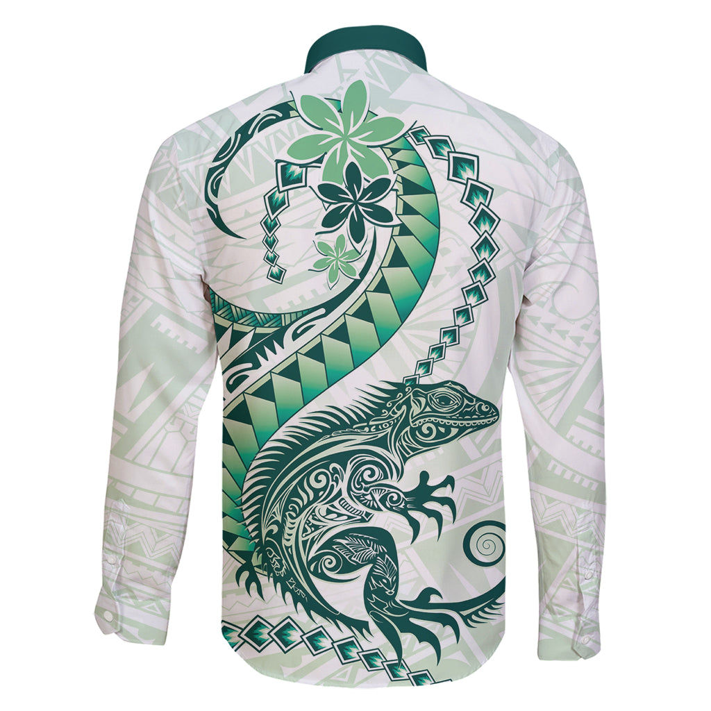 Green Maori Tuatara Family Matching Off Shoulder Maxi Dress and Hawaiian Shirt Luxury Pastel Pattern LT01 - Polynesian Pride