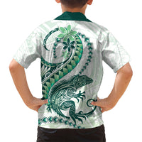 Green Maori Tuatara Family Matching Tank Maxi Dress and Hawaiian Shirt Luxury Pastel Pattern LT01 - Polynesian Pride