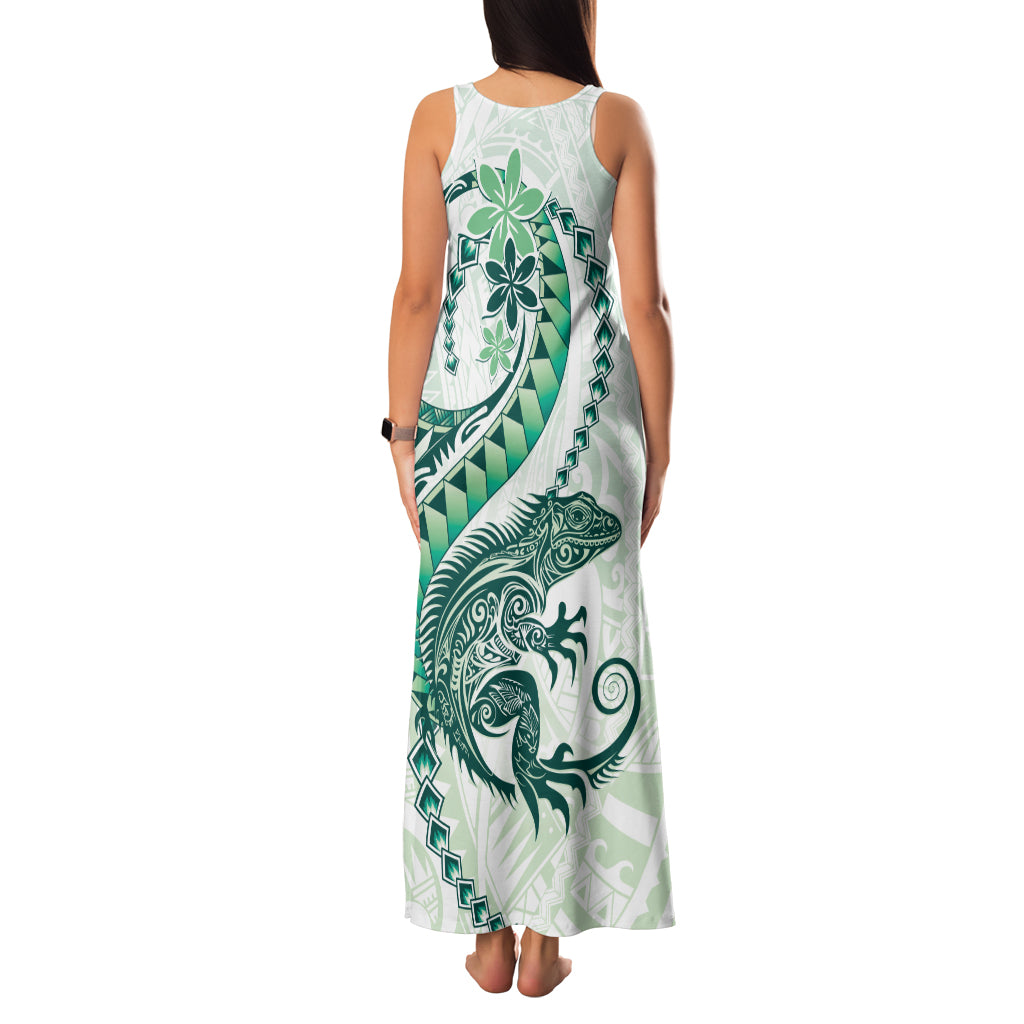 Green Maori Tuatara Family Matching Tank Maxi Dress and Hawaiian Shirt Luxury Pastel Pattern LT01 - Polynesian Pride