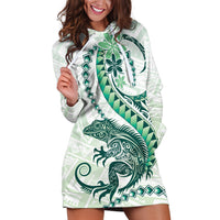 Green Maori Tuatara Hoodie Dress Luxury Pastel Pattern LT01 Green - Polynesian Pride