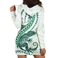 Green Maori Tuatara Hoodie Dress Luxury Pastel Pattern LT01 - Polynesian Pride