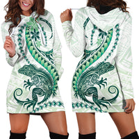 Green Maori Tuatara Hoodie Dress Luxury Pastel Pattern LT01 - Polynesian Pride